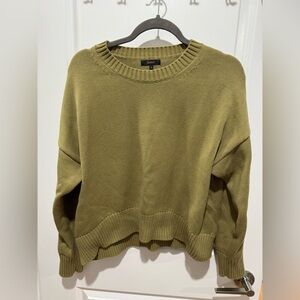 Quince organic cotton boyfriend crewneck sweater in herb green size S